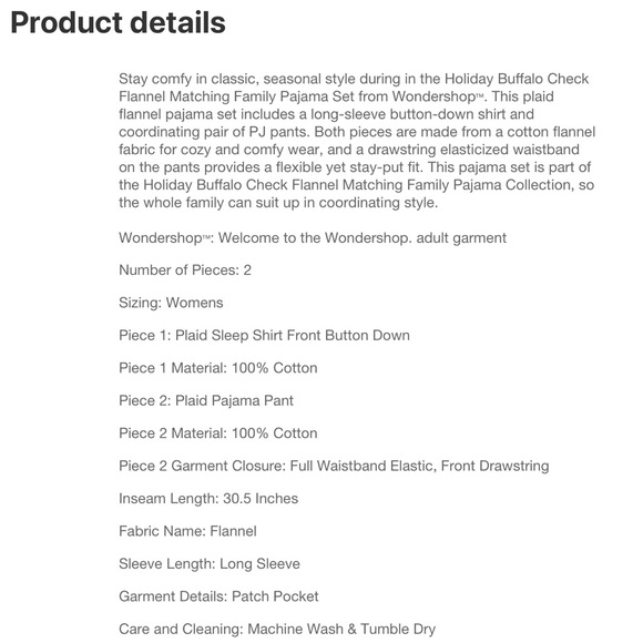 2pc 2X Pajama Set Plaid Flannel Buffalo Check PJ Red Black Wondershop Target NEW - Picture 3 of 3